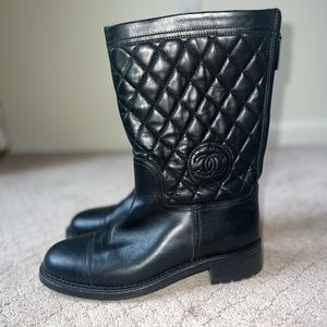 Authentic Chanel black leather boots